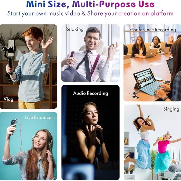 2 Pack Mini Phone Microphone for Recording, Singing, Karaoke Stereo Studio Mic - Picture 10 of 10